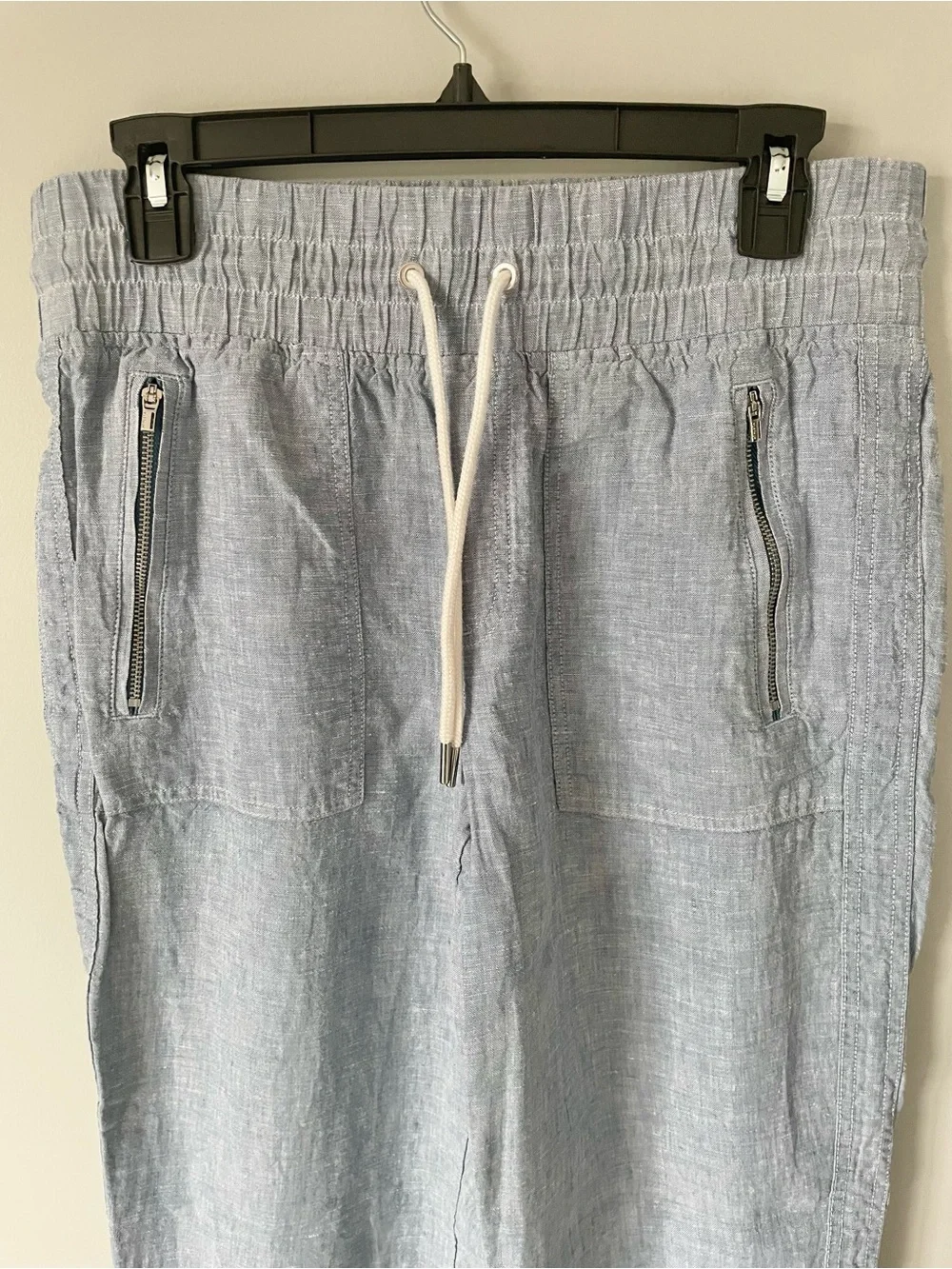 Athleta Cabo Linen Jogger Women’s Chambray Blue Size 6 Tall Pockets EUC